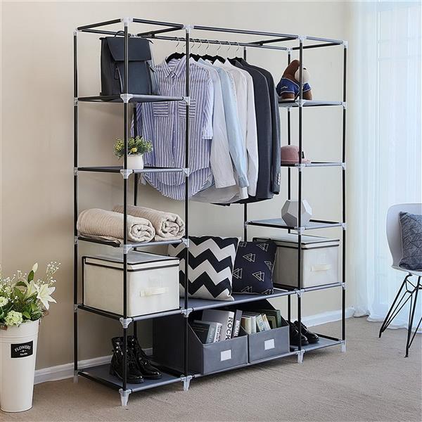 69” Portable Wardrobe Wardrobe Storage Organizer with non-woven fabric quick and easy to assemble Extra strong and durable