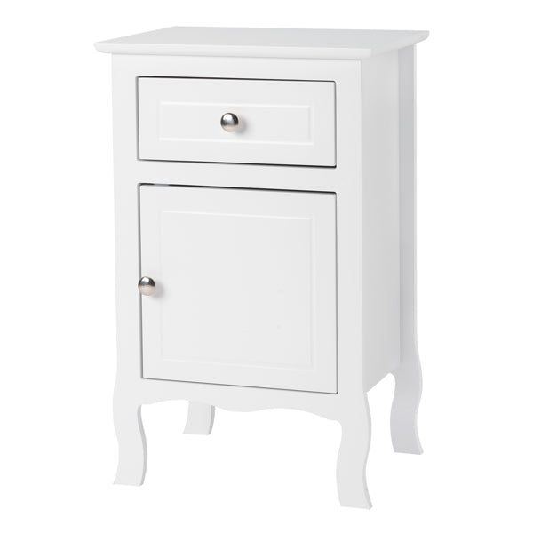 FCH 40*30*63cm Countryl Style MDF Spray Paint Curved Base One Drawer One Door Bedside Table White