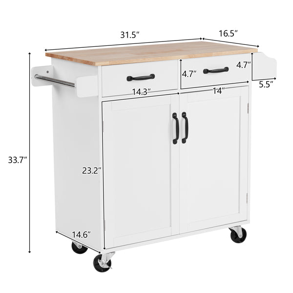 99.5*40*85.5cm Two Doors One Drawer MDF Rubber Wood White Spray Paint Dining Trolley