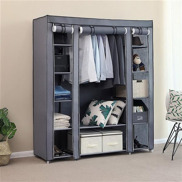 69” Portable Wardrobe Wardrobe Storage Organizer with non-woven fabric quick and easy to assemble Extra strong and durable