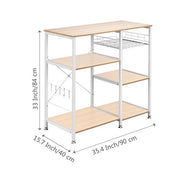 3-Tier Kitchen Baker Rack Utility Microwave Stand Storage Cart Workstation Shelf White Oak