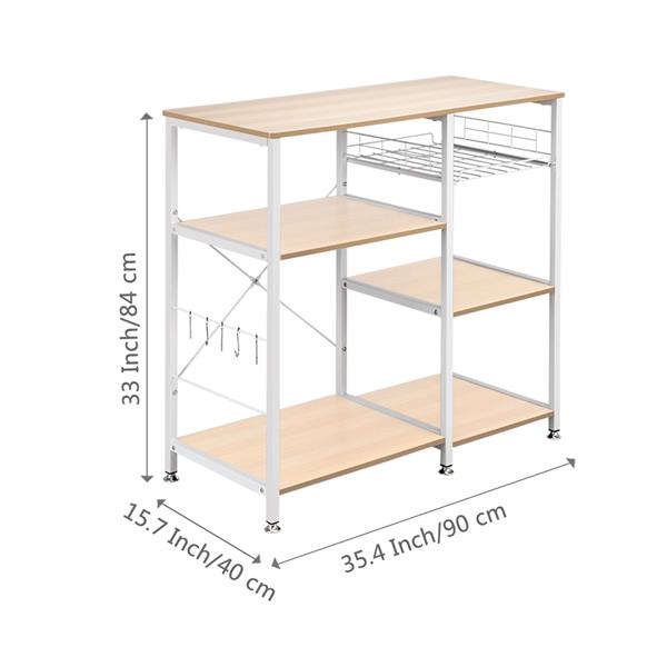 3-Tier Kitchen Baker Rack Utility Microwave Stand Storage Cart Workstation Shelf White Oak