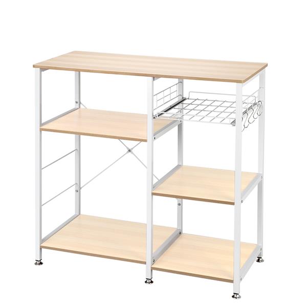 3-Tier Kitchen Baker Rack Utility Microwave Stand Storage Cart Workstation Shelf White Oak