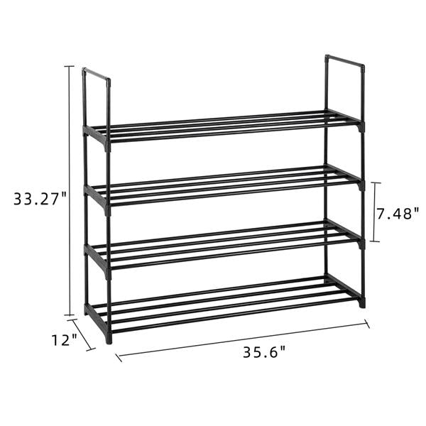 4 Tiers Shoe Rack Shoe Tower Shelf Storage Organizer for Bedroom, Hallway, Corridor and Closet Black Color