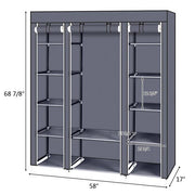 69” Portable Wardrobe Wardrobe Storage Organizer with non-woven fabric quick and easy to assemble Extra strong and durable