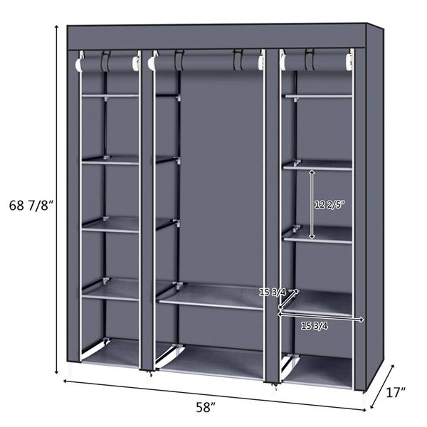 69” Portable Wardrobe Wardrobe Storage Organizer with non-woven fabric quick and easy to assemble Extra strong and durable